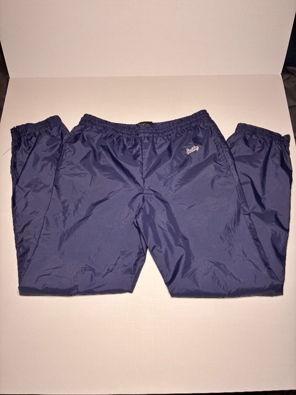 Eastbay Navy Nylon Track Pants Men’s M Y2K Baggy Retro Ankle Zip